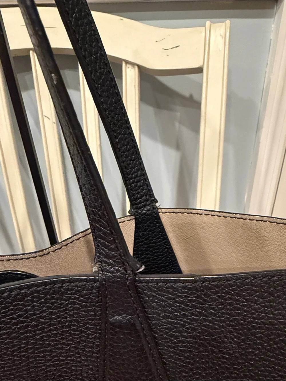 Tory Burch Black Leather Tote with Gold Logo